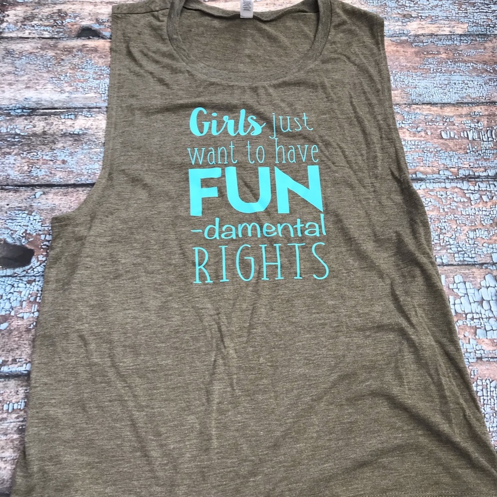 Olive green Muscle Tank Girls medium